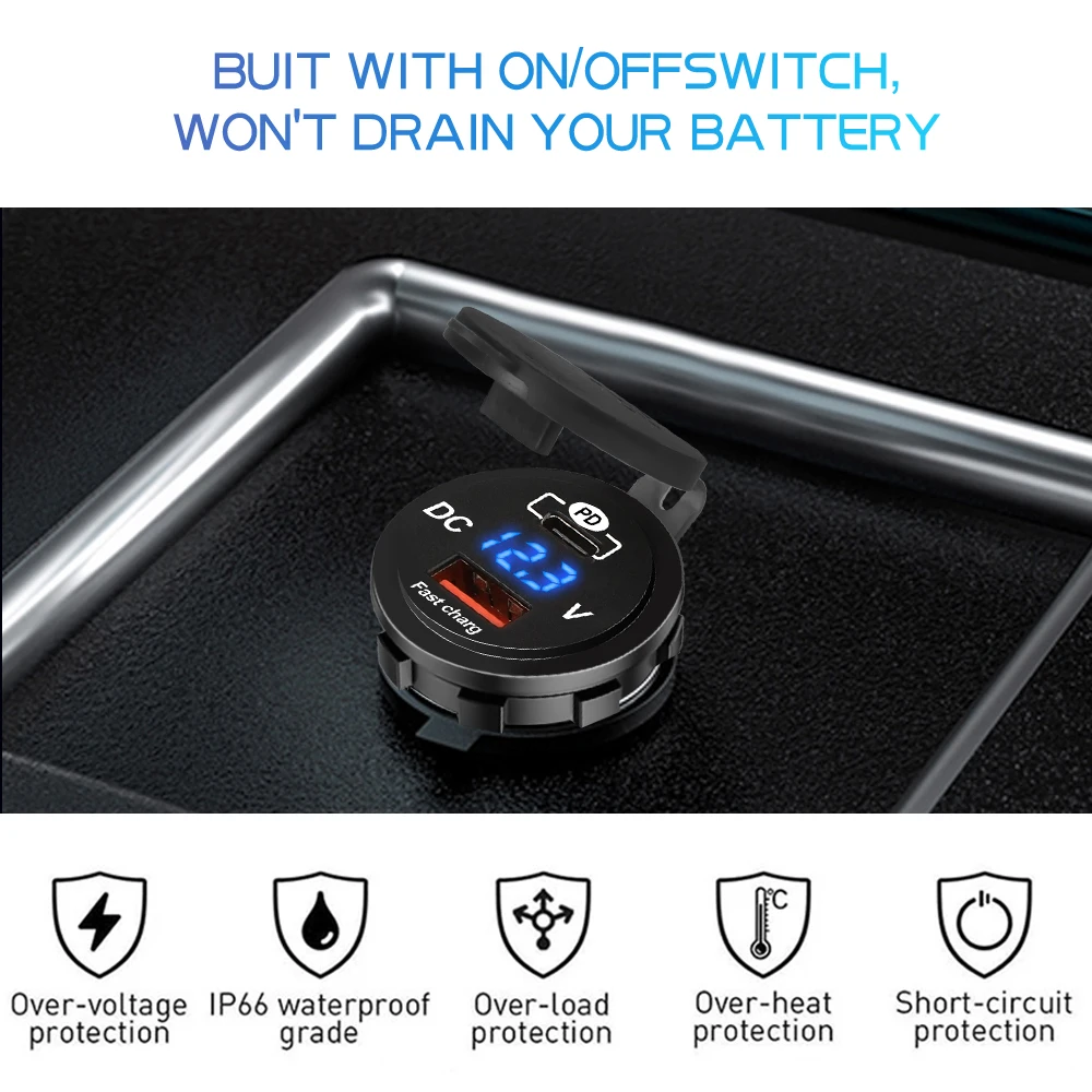 68W 4,2A 12V Dual-USB-Autoladegerät mit Wasserdichtem Panel-Netzadapter für Fahrzeuge, Boote, LKWs und Motorräder – Detail 5