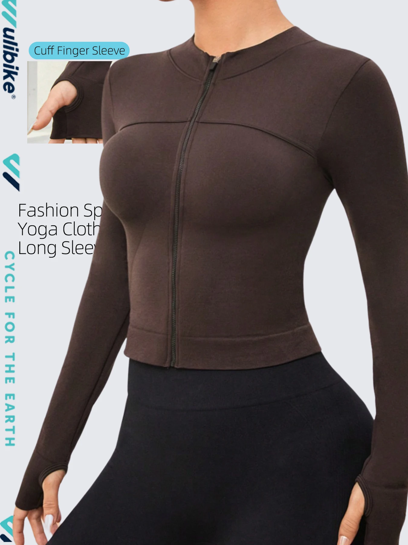 

Wulibike Women's Long Sleeve Top Autumn and Winter Zipper Yoga Clothes Sports Running Fitness Workout Casual Quick-drying Top