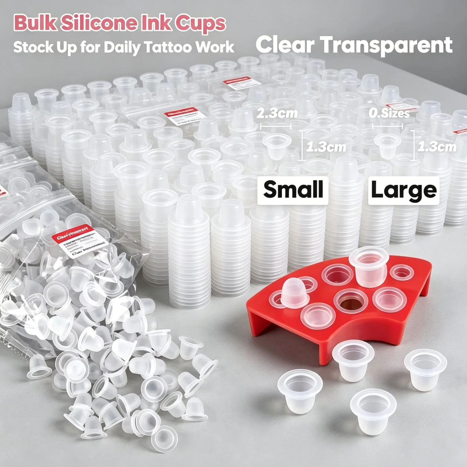 Disposable Tattoo Ink Cup Small&Big Size Silicone Permanent Tattoo Makeup Eyebrow Makeup Pigment Container Caps