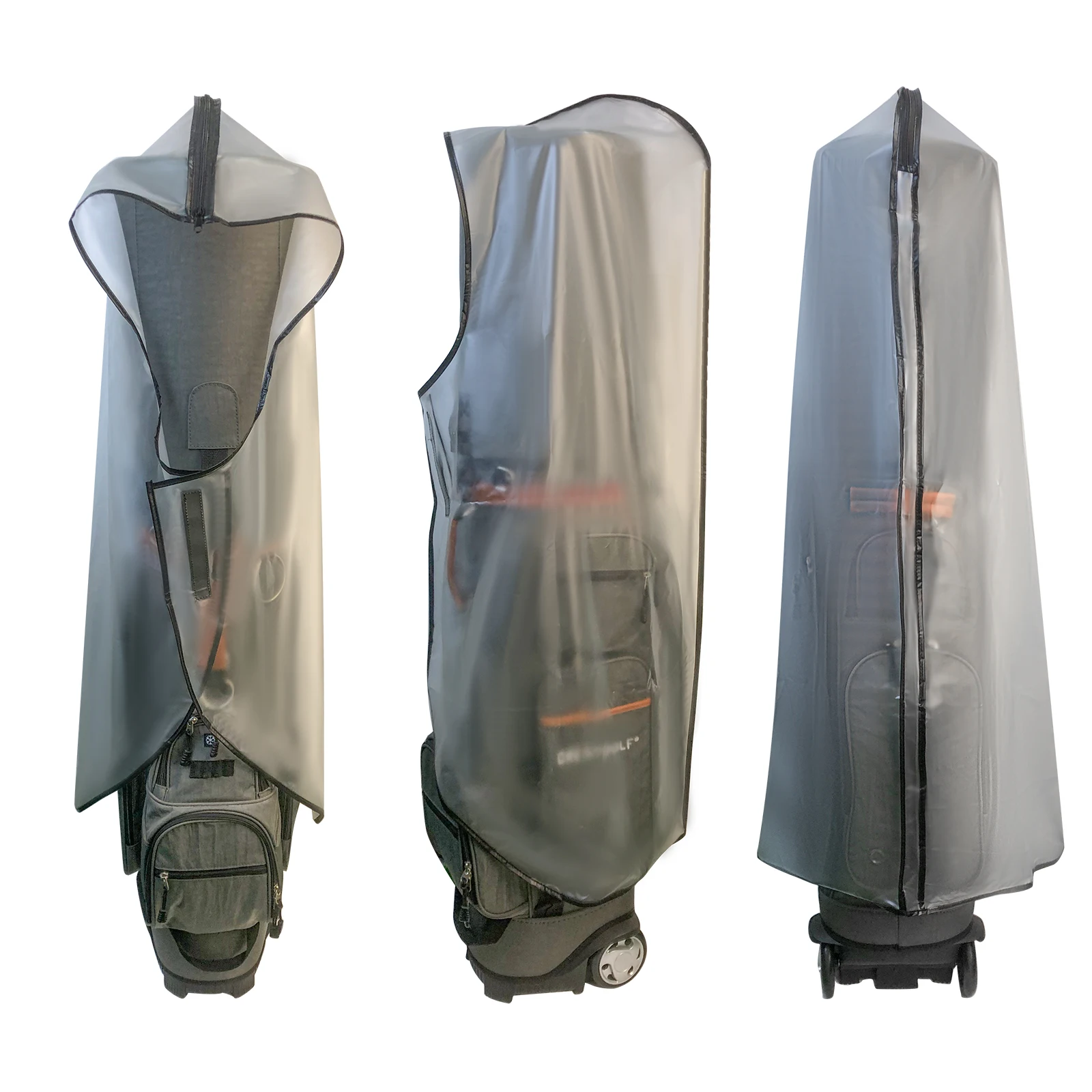 CRESTGOLF Golf Bag Rain Cover Hood with Zipper PVC Clear Rain Cover for Golf Bag & Golf Push Carts & Golf Club Protection Cover