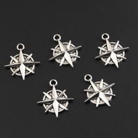 30pcs Silver Color 21.5x18.5mm Compass Charms Round Shape Pendant For DIY Handmade Metal Alloy Jewelry Making Accessorie