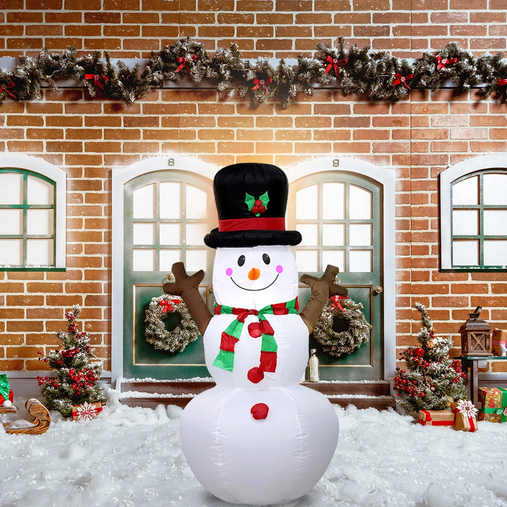 

Inflatable Christmas Decor Inflatable Illuminated Snowman Ornament with LED Light Christmas Snowman Decor for Xmas Garden Decor