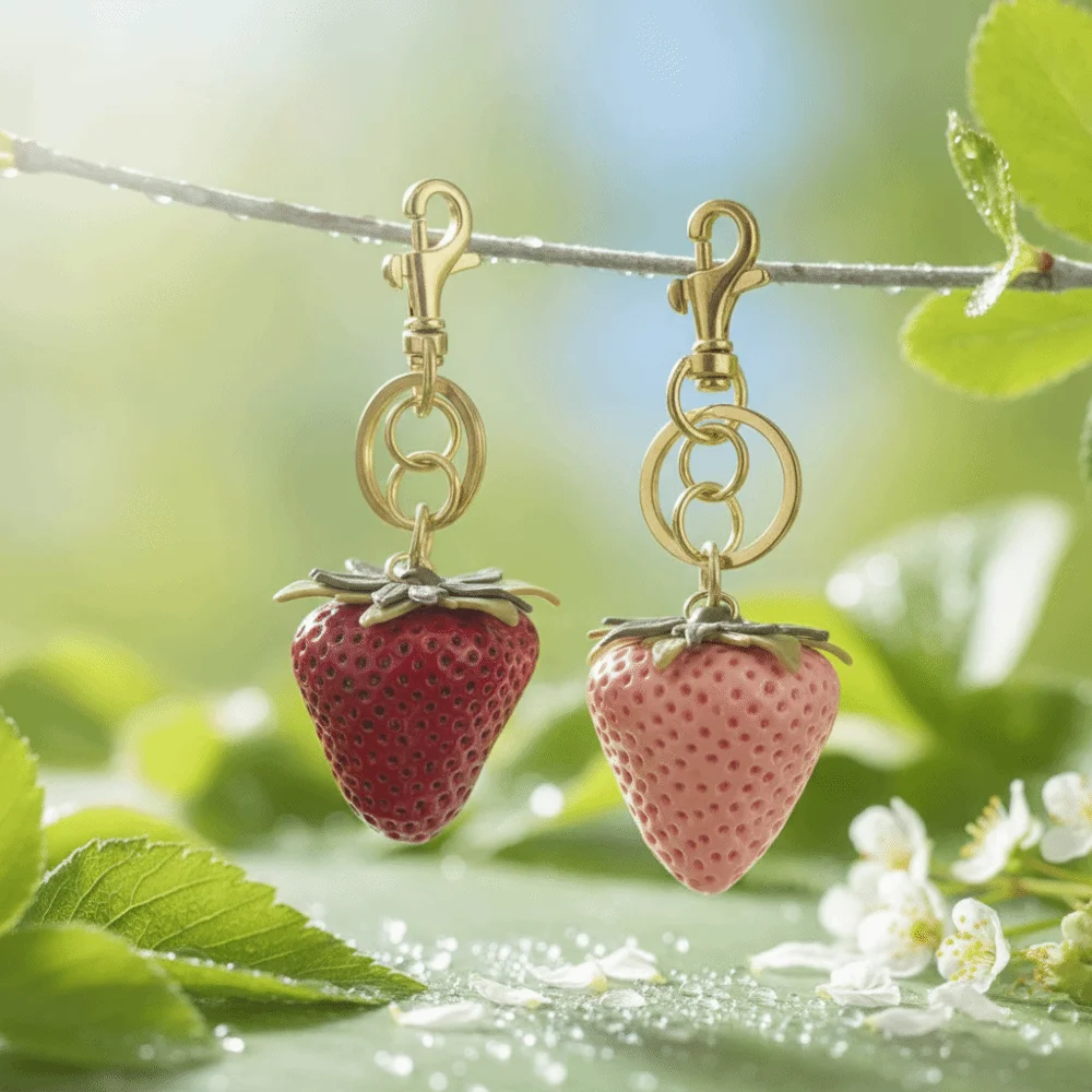 Bag Accessories Elegant Strawberry Keychain DIY Alloy Fruit Bag Charm Handmade Metal Bag Pendant Summer