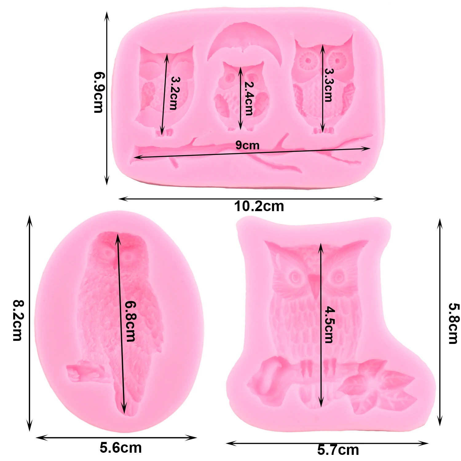 3D Owl Silicone Molds Tree branch Fondant Mold Cakecup Cake Decorating Tools Chocolate Gumpaste Mould Candy Resin Clay Moulds