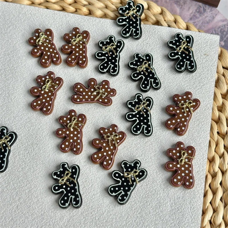 Wholesale 40pcs/lot color dots pattern print animals cartoon bears shape cabochon diy jewelry garment hair accessory