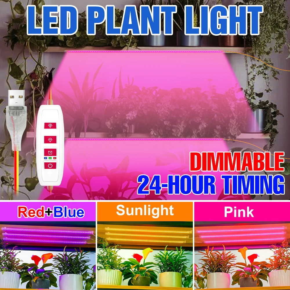 USB LED Full Spectrum Grow Light Indoor Plant Lamp Hydroponics Potted Flower Seeds Growth Box Cultivation Fill Lighting 30/50CM