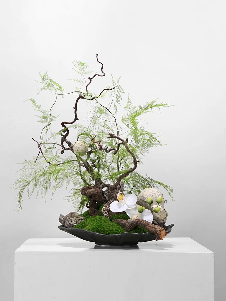 

Eternal Life Willow Bamboo Fern Moss Orchid Artificial Flower Arrangement New Chinese Sle Tea Room Ss Office B...