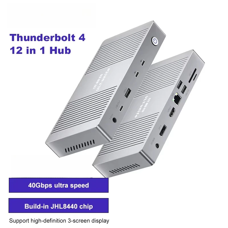 12-in-1 Thunderbolt 4 Type C USB Hub Docking Station with 4K 60Hz Display Support for Macs/Windows in Stock