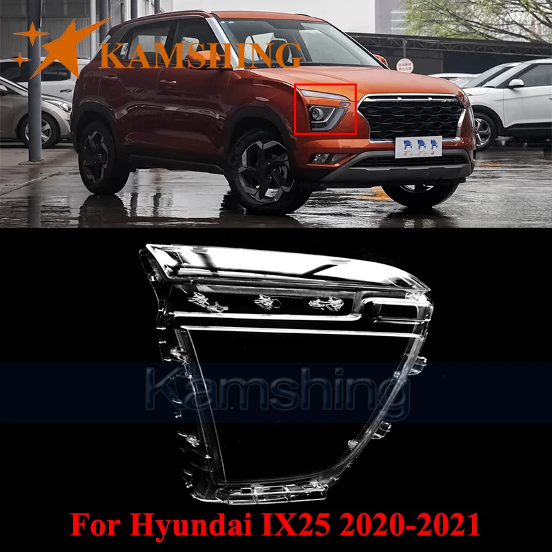 

CAPQX Front Bumper Headlight Cover For Hyundai IX25 2020-2021 Transparent Lampshade Headlamp Lens Head Light Glass