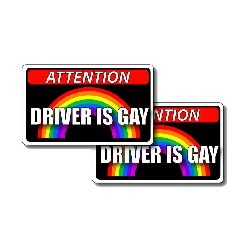 

11.4x6.7CM Driver Is Gay Car Hood Creative Decals Auto Both Side Body Cover Scratches Stickers Window Trunk Logo Attention Mark