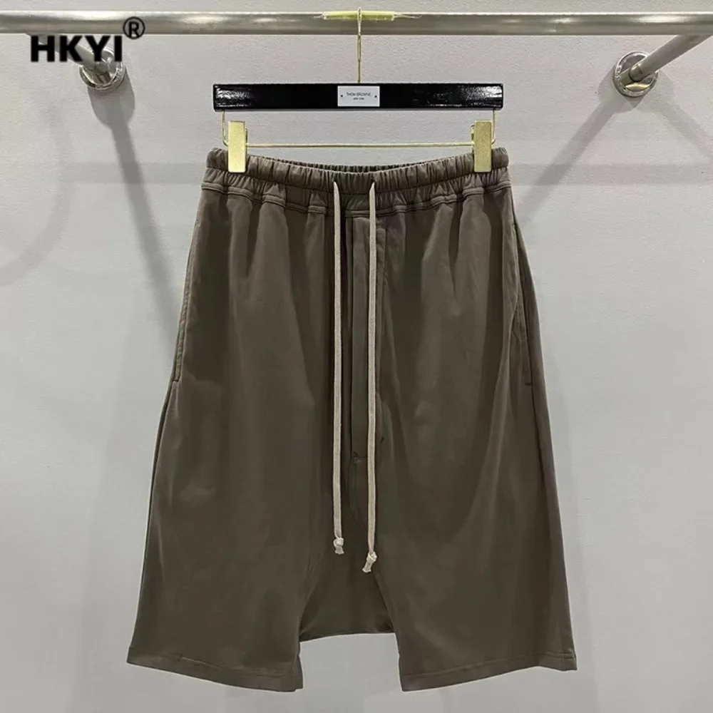 Dark Ro Knitting Cotton  Casual Shorts Rice Men's Dark Five Point Harem Hanging Elastic Waist Sport Casual Loose Pants Shorts