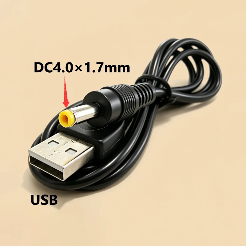 1/2/5PCS USB To DC4.0x1.7mm DC Charging Power Adapter 5V Supply Cable 1M For PSP Game Console Router DVD Xiaomi Box 3