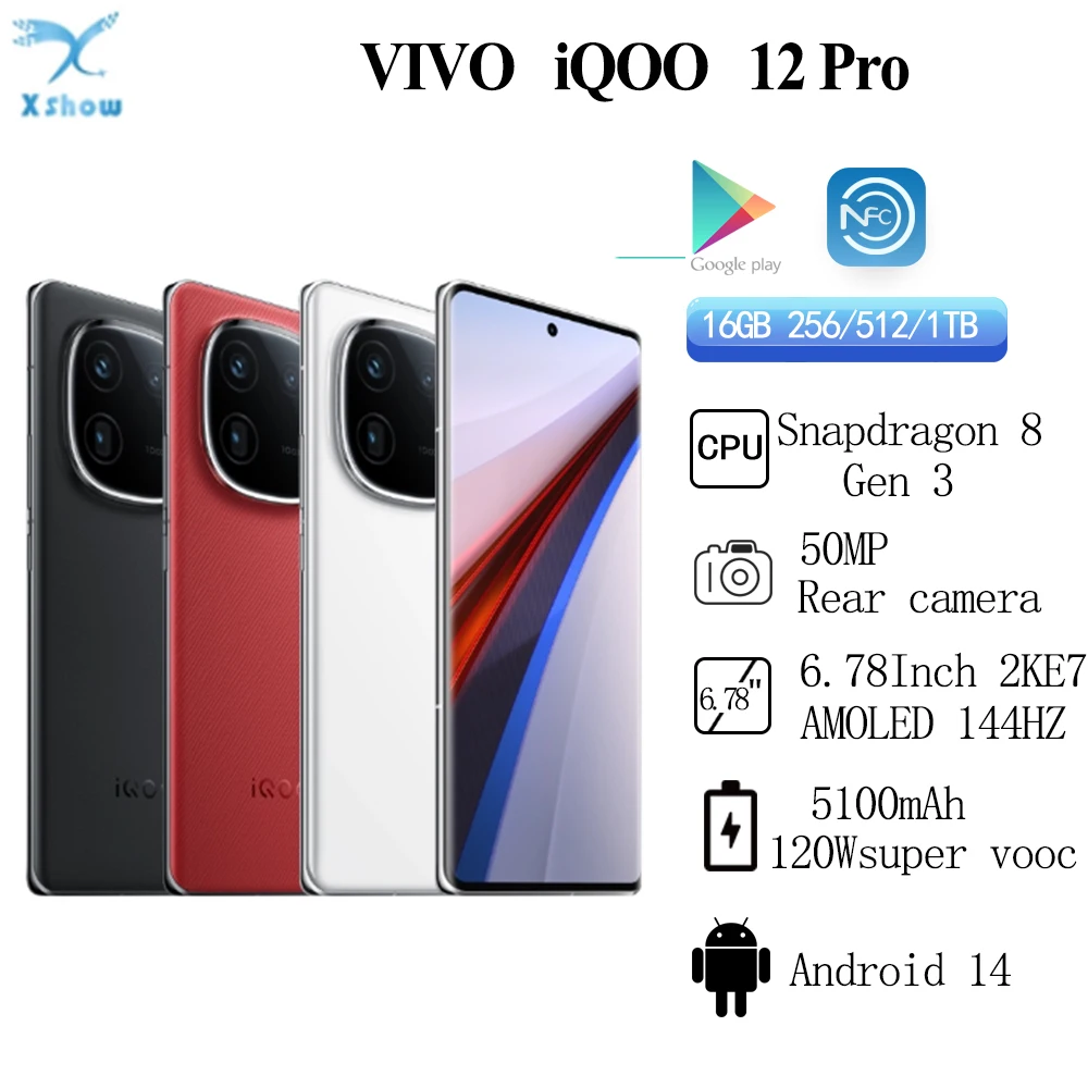 ViVO iQOO 12 Pro Snapdragon 8 Gen 3 50MP Rear Camera 6.78''2K E7 AMOLED 144Hz 5100mAh 120W SuperVOOC 50W Wireless  Android 14