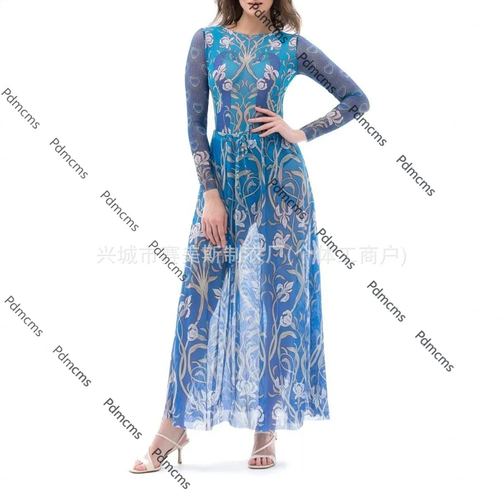 

2025 new Russian swimsuit women's one-piece swimsuit mesh sunscreen long gauze skirt Купальни