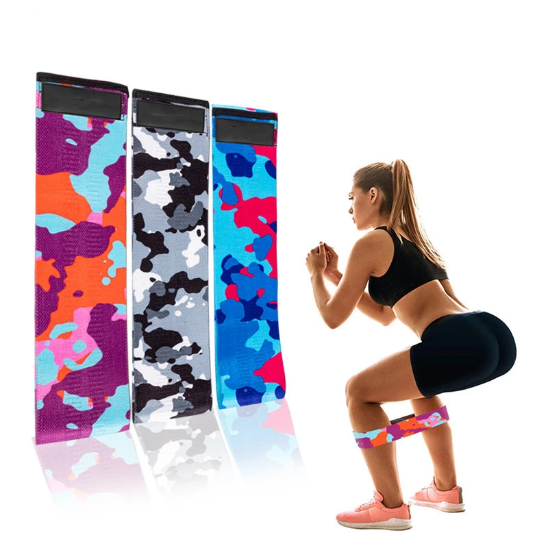 Camouflage Resistance Band Non Slip Latex Silk Yoga Tension Belt Fitness Squat Buttocks Beautiful Hip Elastic Belt to Home Gym