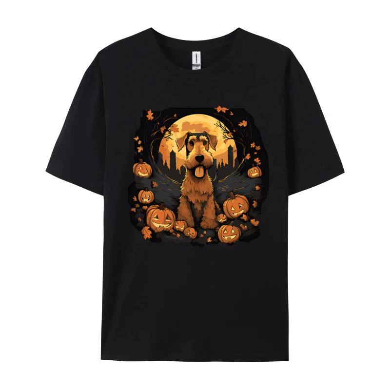 

Halloween Airedale Terrier Airedale T-shirt Unisex Printed T-shirts Gifts Ireland Male Clothing Wholesale Tshirts 100 Pcs