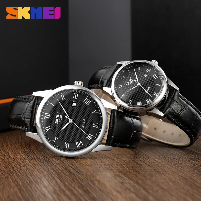 SKMEI 9058 Top Brand Couple Quartz Watch Date Watch Men's and Women's Fashion Leisure Waterproof Calendar Business Watch reloj