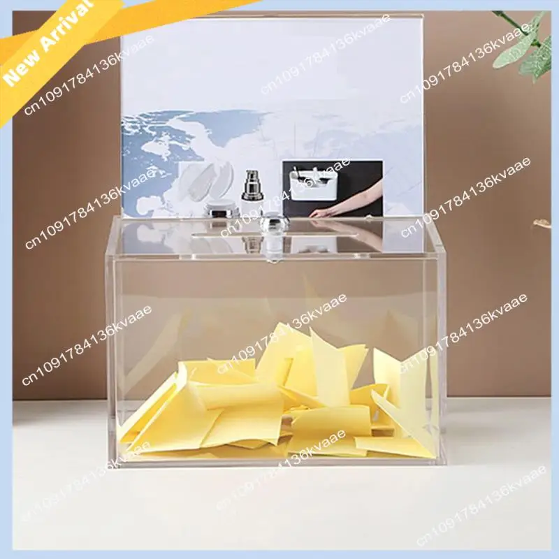 M01K Transparent Donation Box With Lock Money Collection Box Ballot Box Suggestion Box