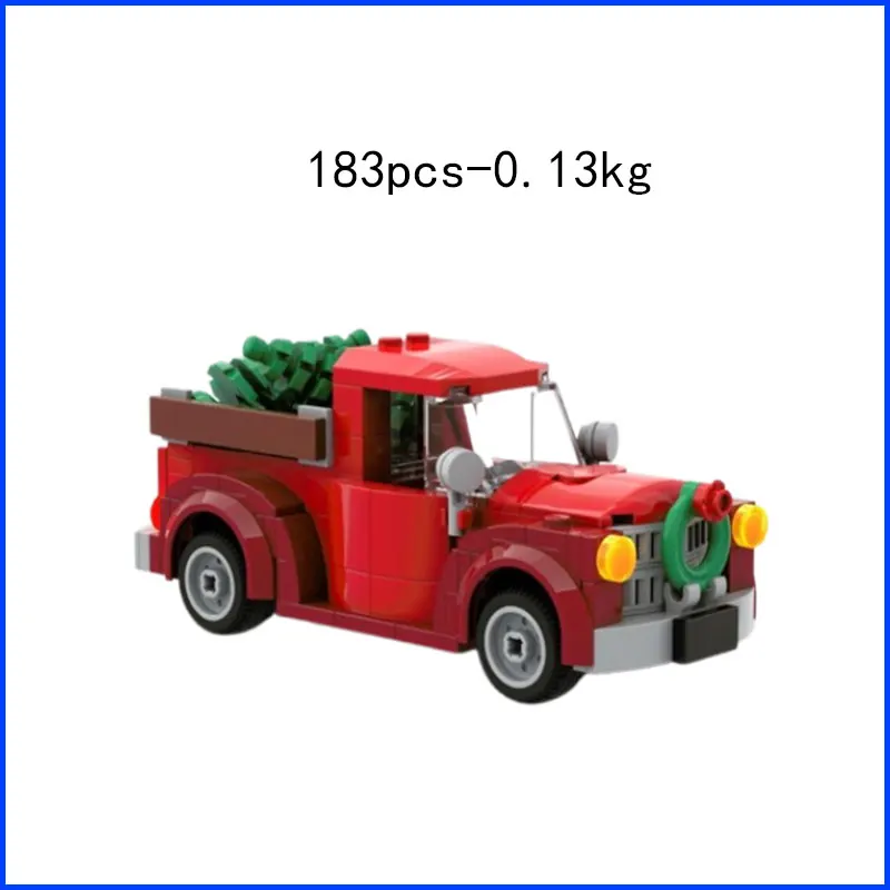 Spot MOC-126375 camion arbre de noël 130694 petite maison assemblage de petites particules blocs de construction hiver village voiture bricolage jouet