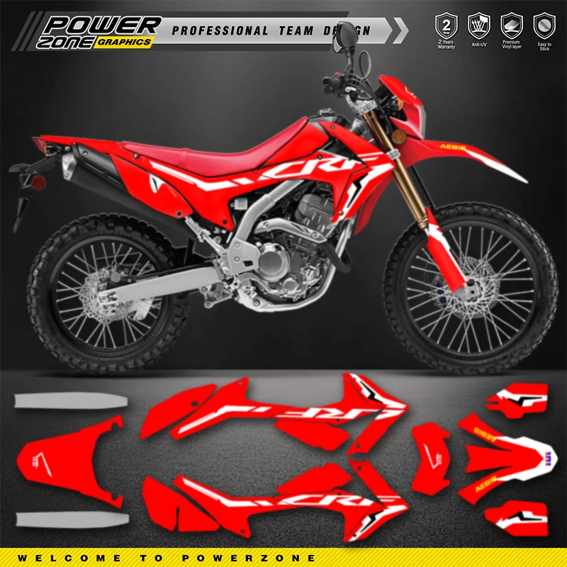 PowerZone Full Graphics Background Decals Stickers Kit For HONDA CRF250L 2020 2019 2018 2017 2016 2015- 2012 Customized 16