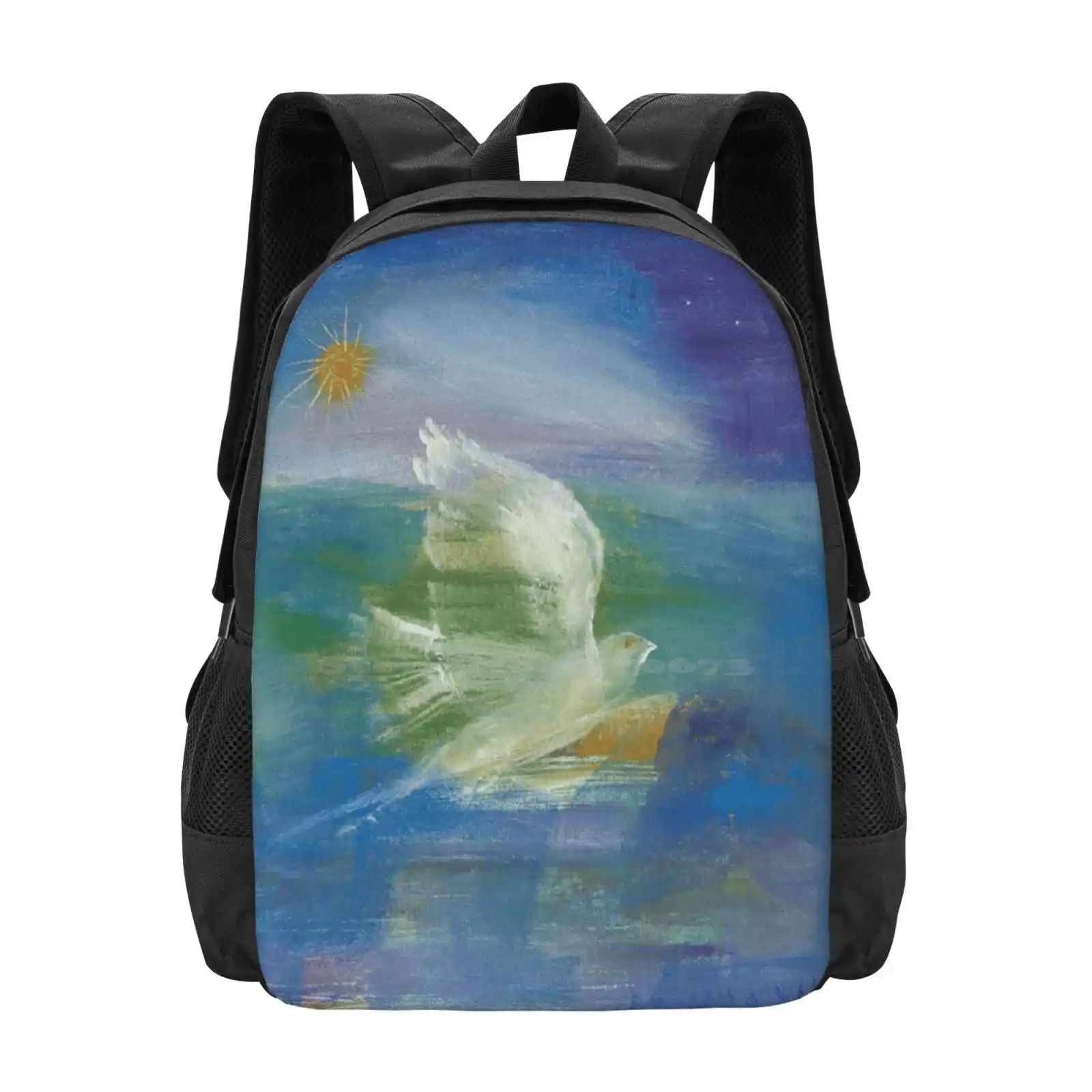 Peace On Earth School Bags For Teenage Girls Laptop Travel Bags Dove Peace Blues Earth Inspiring Uplifting Connecting