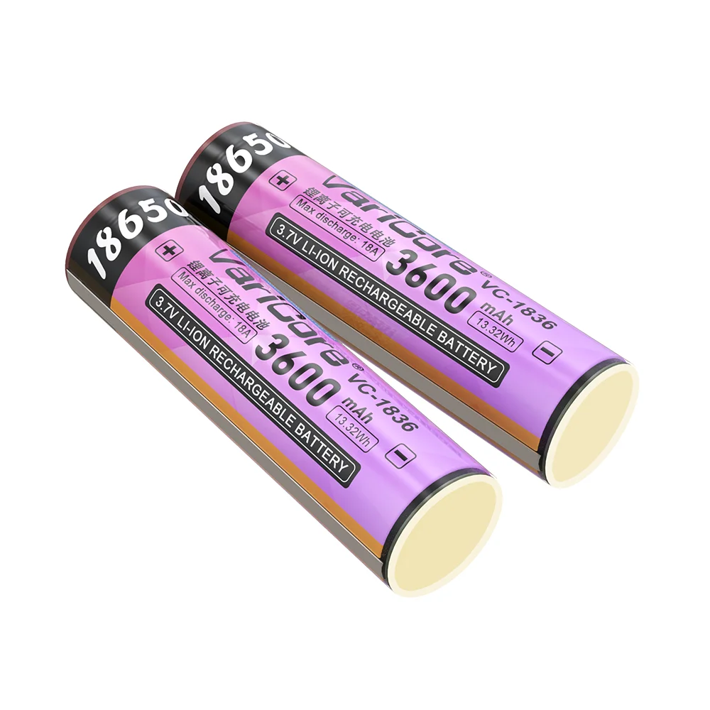 VariCore VC-1836 3.7V 18650 Rechargeable Li-ion Battery 3600mAh High Capacity 18A Discharge with Protection PCB
