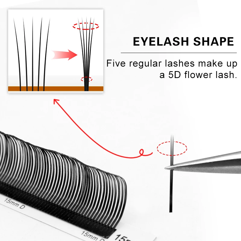 Winky Beauty 5D Flower Black Lashes Soft Spikes Individual 8-15mm Volume Fans Mixed Flora Style Fluffy Makeup Eyelash Wholesale