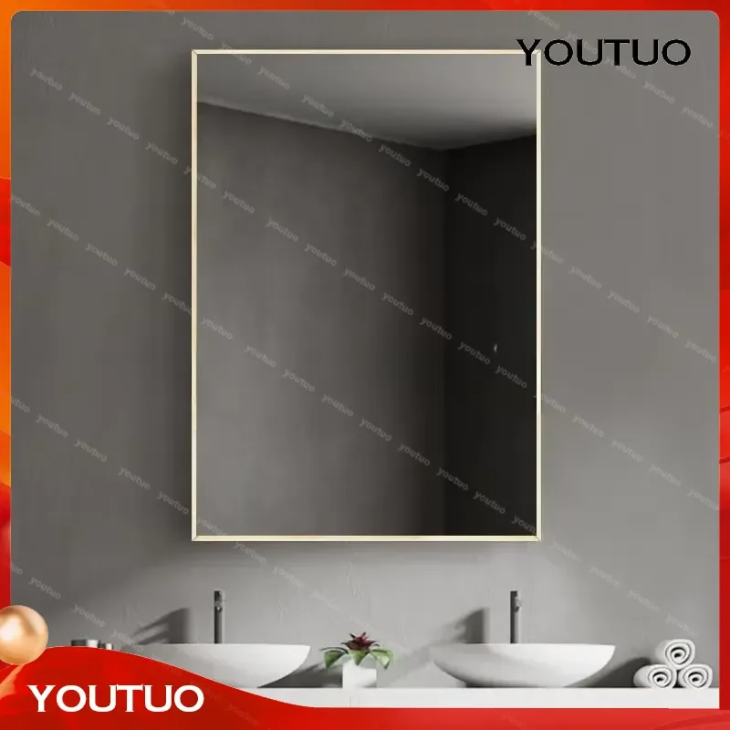 Modern Black Frame Wall Mounted Bathroom Mirror Safety Unbreakable Shaving Mirror Custom Espejo Pared for Home Decor
