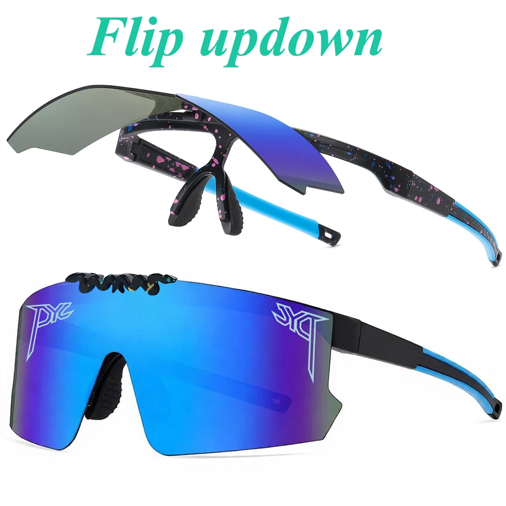 AliExpress PYC JYQ Flip Up Down Glasses Outdoor Cycling Baseball Sunglasses PITS OCTAL VIPERS TRABEC Men Women Sport Sun Goggles Bike Eyewear