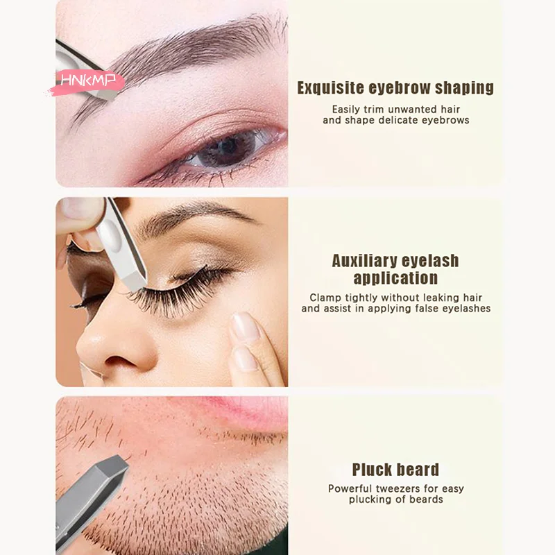 Pinzette professionali per capelli a bocca larga per donne e uomini Strumento per toelettatura barba in acciaio inossidabile addensato