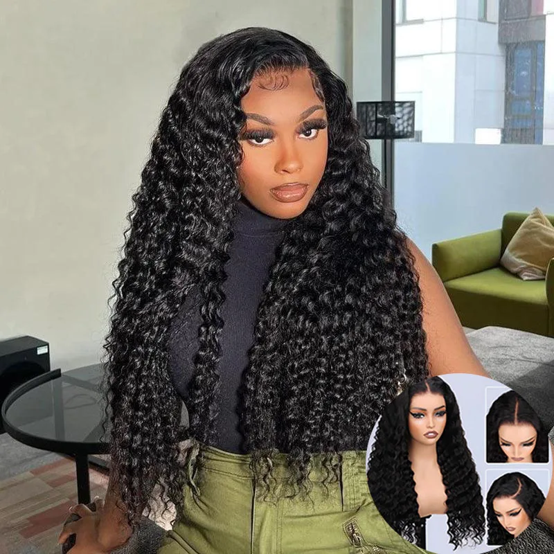 Deep Wave 13x6 HD Lace Front Human Hair Wigs 30 32 34Inch Pre Plucked Water Curly 13x4 Lace Frontal Wig Human Hair Wigs for Women Curly Lace Frontal Wig Natural Color