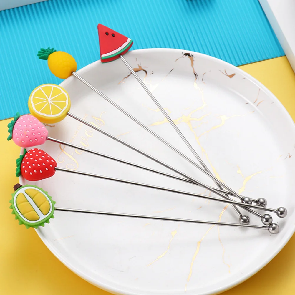 

4Pcs High-Grade Stainless Steel Stirring Rods Rustproof Coffee Juice Iced Tea Mixing Sticks Smooth Handle Fruit Sticks