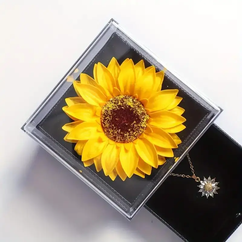 Caja de regalo de girasol para el Día de San Valentín, regalo perfecto para esposa y Mamá, día de la madre, boda, aniversario, Navidad, regalo de San Valentín