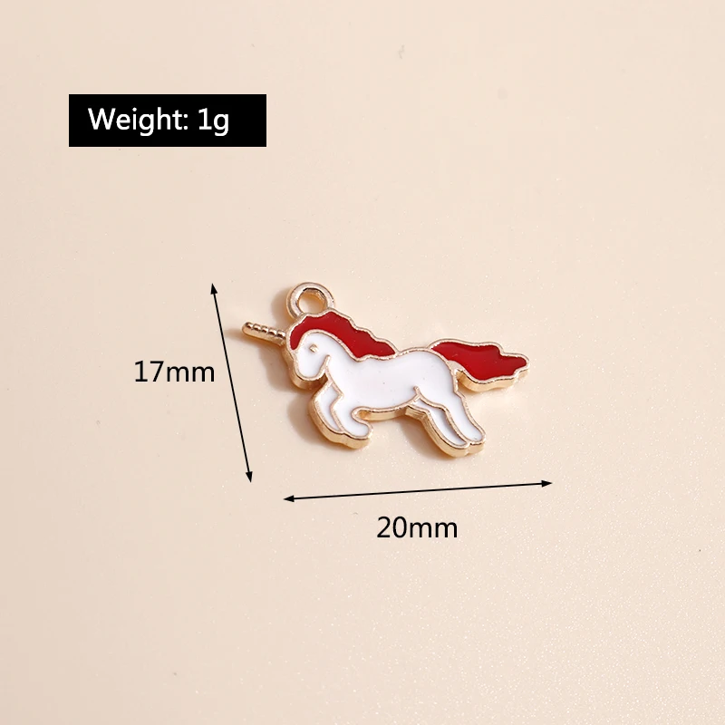 Leslie 10 Stück niedliche Emaille-Cartoon-Einhorn-Charms-Anhänger für DIY-Schmuckherstellung, handgefertigte Bastelarbeiten, Ohrringe, Halsketten, Zubehör – Detail 7