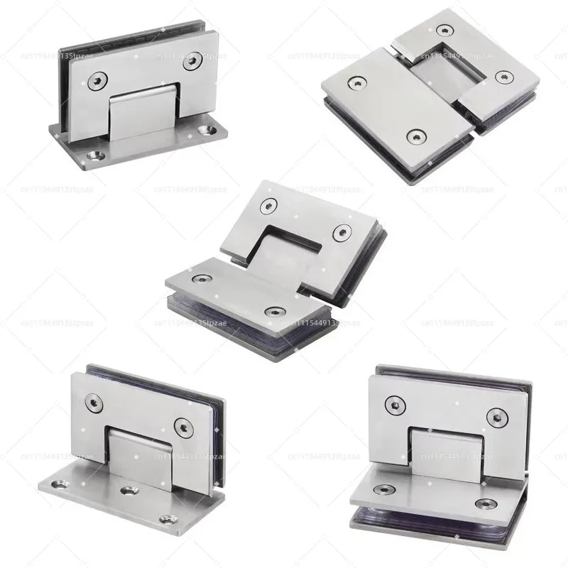 Stainless Steel Frameless Nickel Brush Glass Door Hinge 90 Degrees Of Bathroom Glass Clamp Bathroom Folding Glass Clip