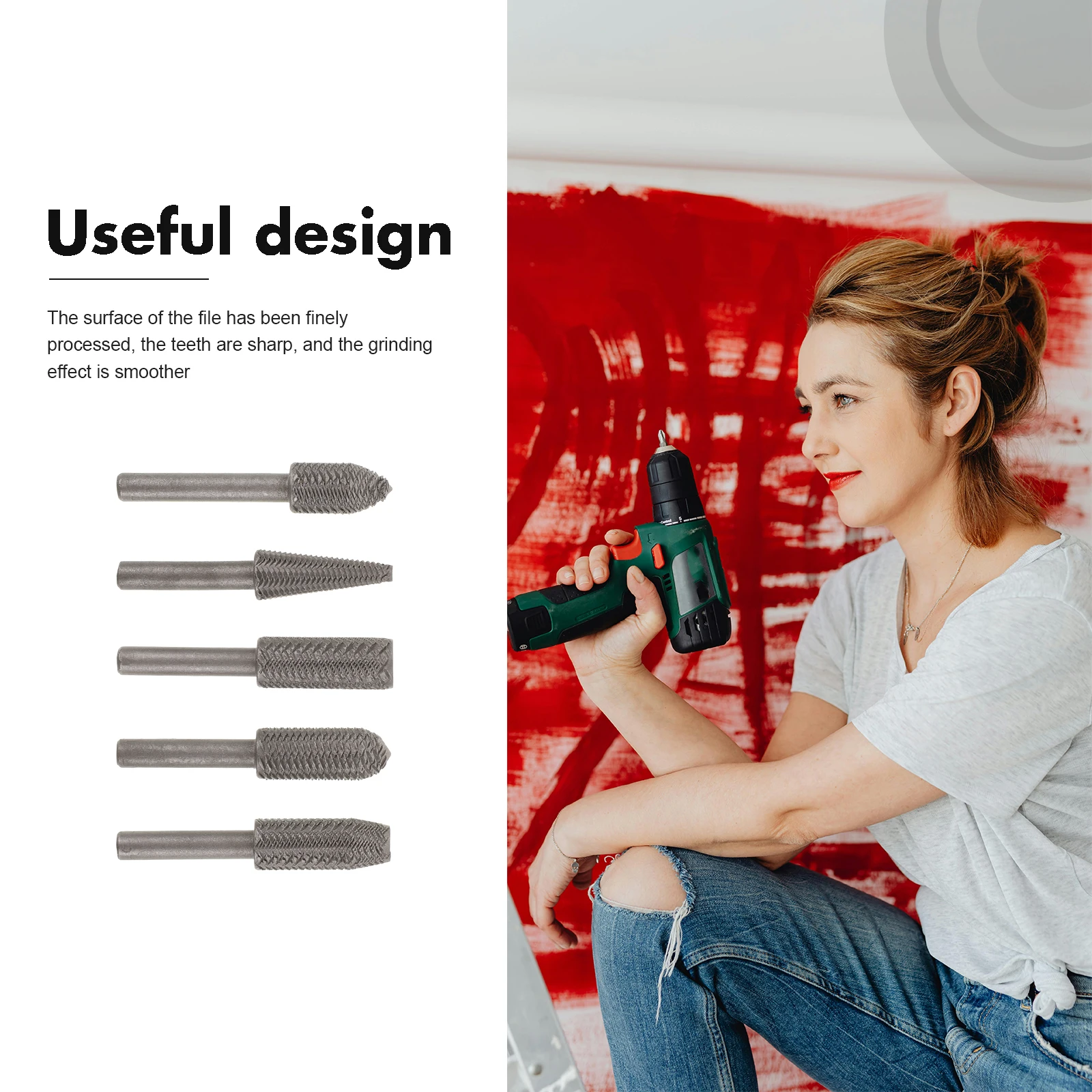 

5pcs Rotary Steel Files Set Versatile Drill Bits Engraving Burrs Shaping Grooving Woodworking Carving Tools Sturdy Long Lasting