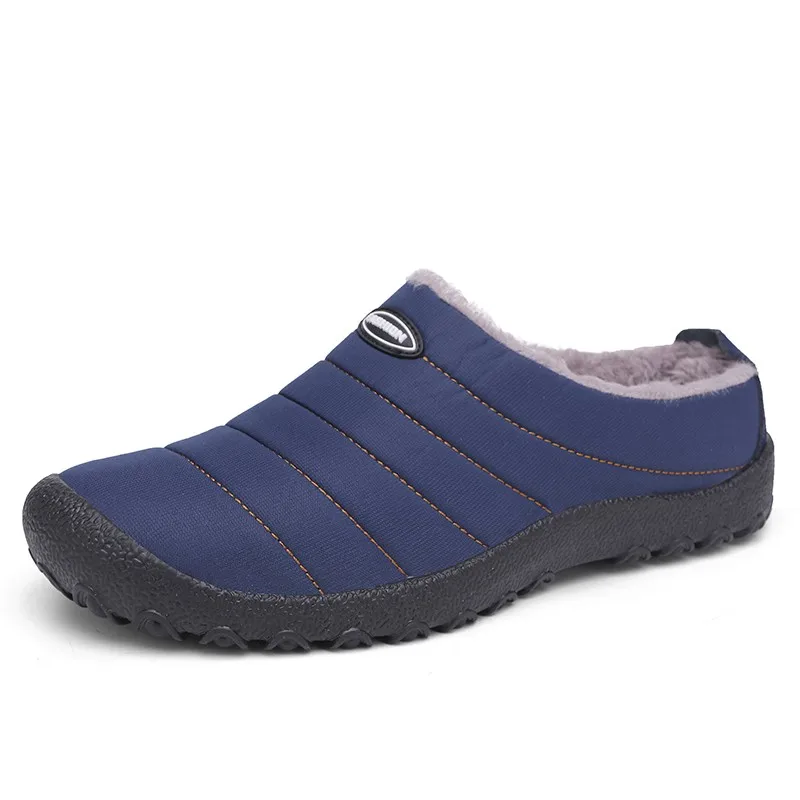 Winter Home Slippers Waterproof Men Shoes Warm Plush Slip On Slides Unisex Indoor Mens Shoes Fur Leisure Flat Cotton Footwear