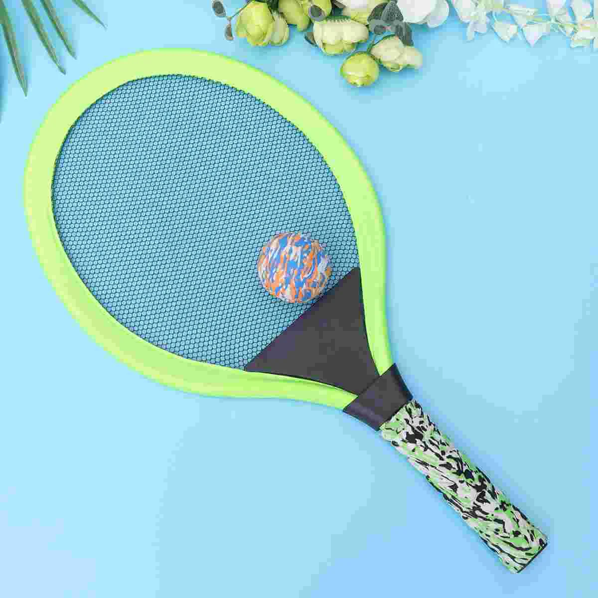 Tennis Racket Set Durable Handle Badminton Rackets Game Beach Toys for Children Outdoor Game Oval Green