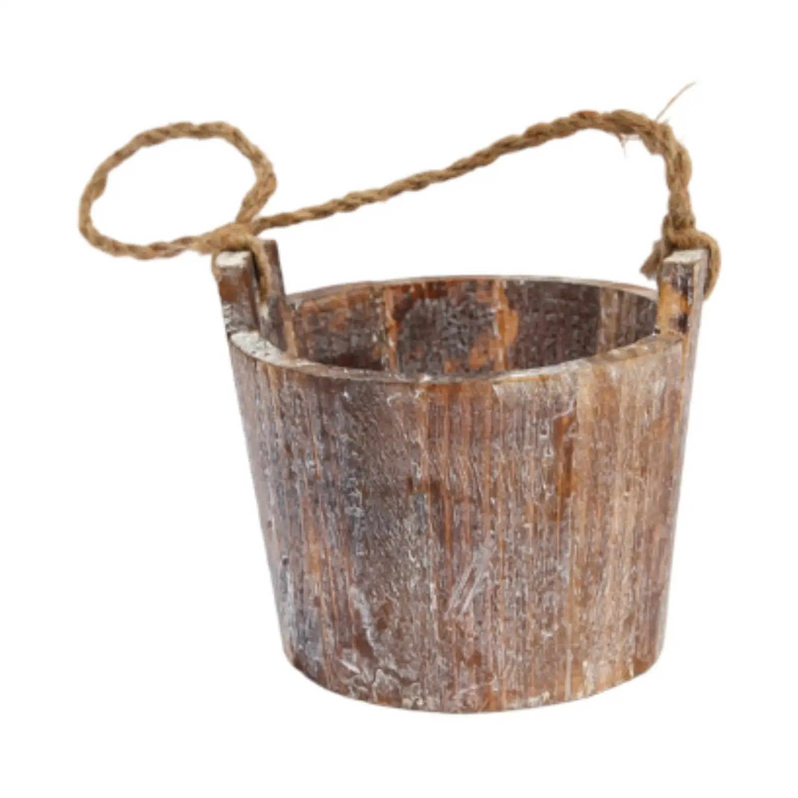 Wooden Flower Pot Rustic Design Compact Versatile Use Round Planter Pot for Artificial Plants Flowers Veggies Herbs Patios