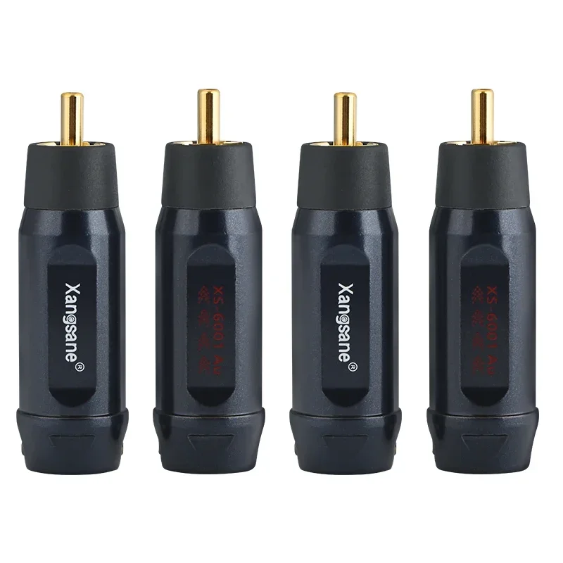 4pcs Gold-plated RCA Plug Welding RCA Plug Connector RCA Signal Line Adapter with Box