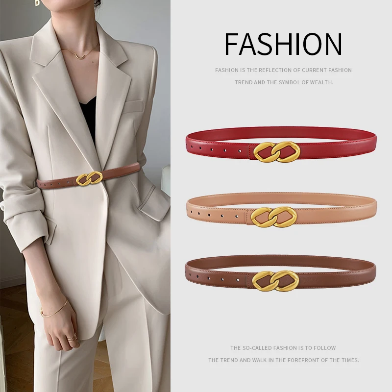 

Women's Leather Belt All-match Trendy Items Suit Coat Jeans with Decorative Belt High-quality Metal Buckles and Belt New In 2022