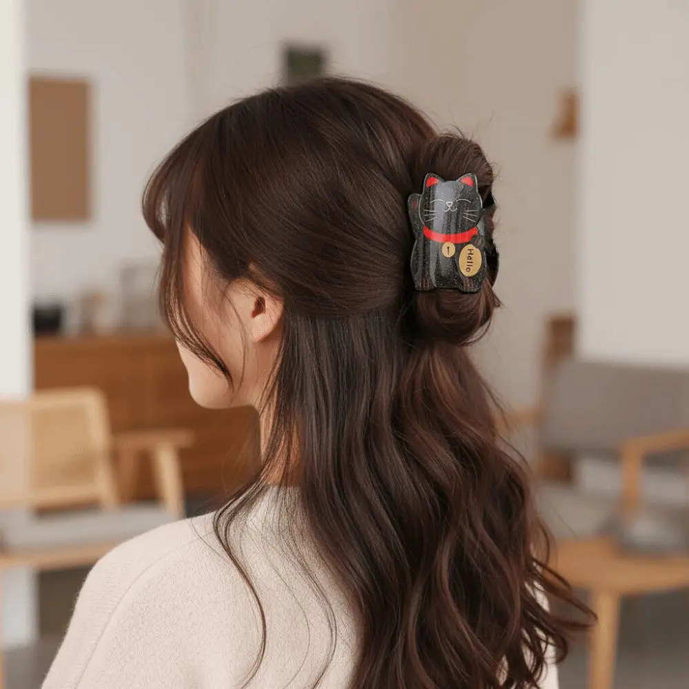 

Money Cat Lucky Cat Acetate Hair Claw Cartoon Hairpin Maneki Neko Hair Clip Headdress Acetic Acid Animal Shark Clip