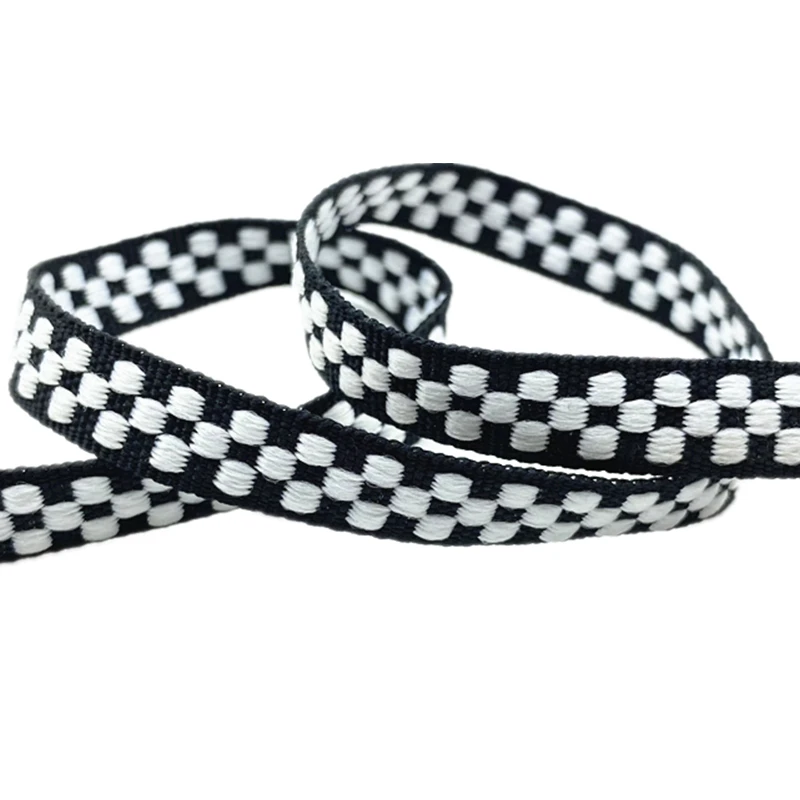 10mm Jacquard Ribbon Polyester Cotton Tape for Christmas Wedding Decoration Gift Wrapping Shoelace DIY