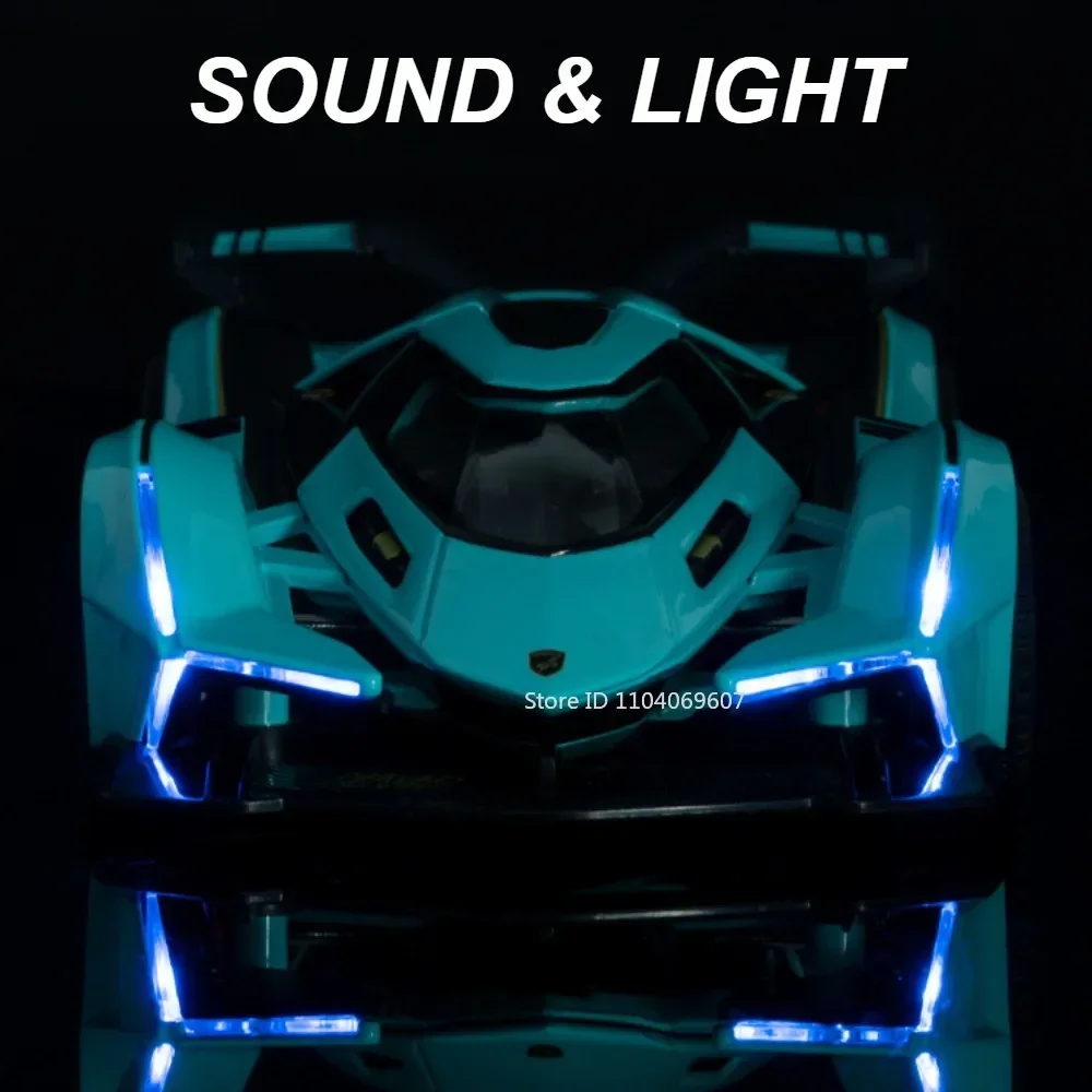 Modelo de coche Lambor V12 GT 1:32, juguete de Metal fundido a presión, luz musical, modelos de vehículos de carreras en miniatura, decoración, regalos para niños