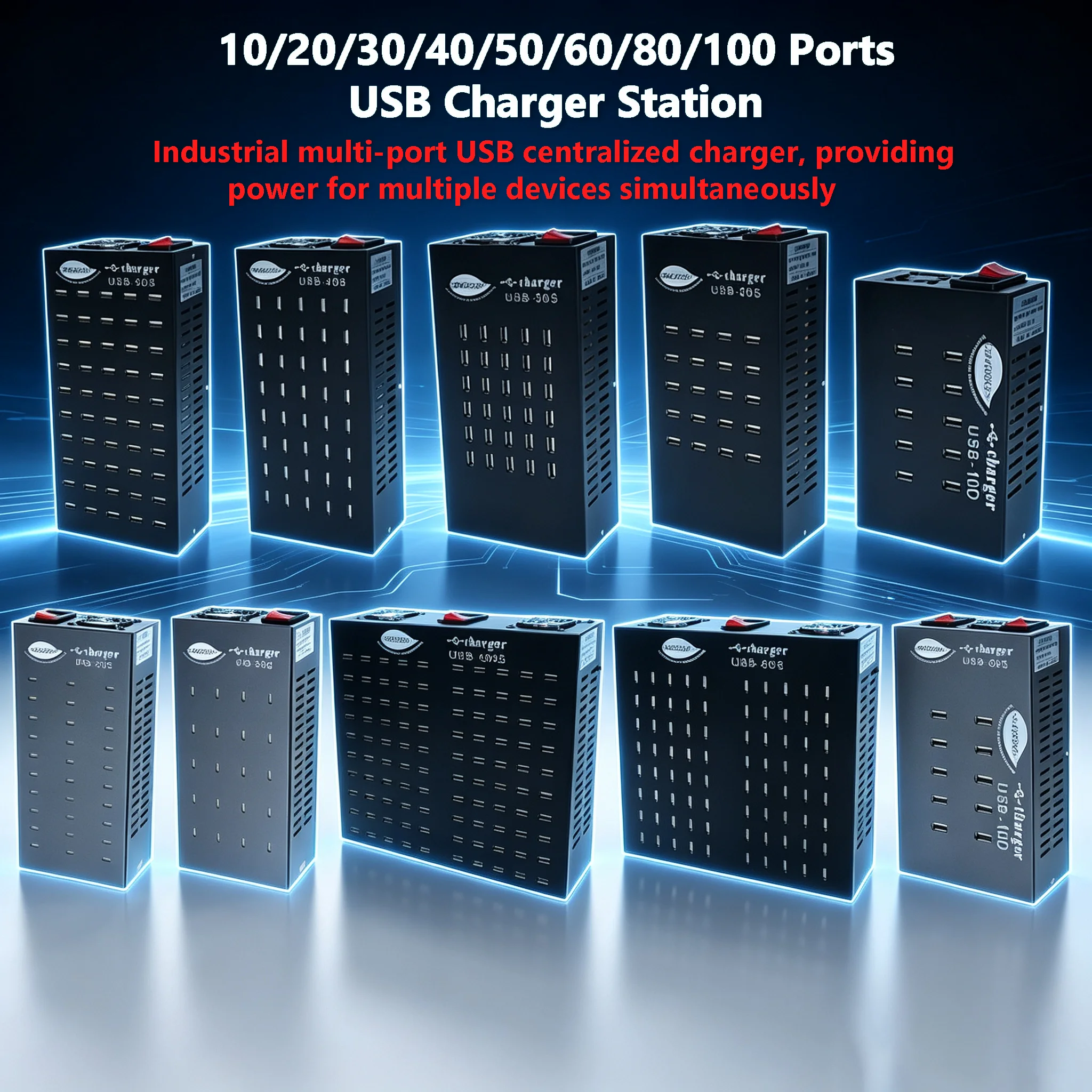 Universal Multi-port USB Charging Station 10-100 Ports Desktop Fast Charger Dock For Smartphone Power Supply 충