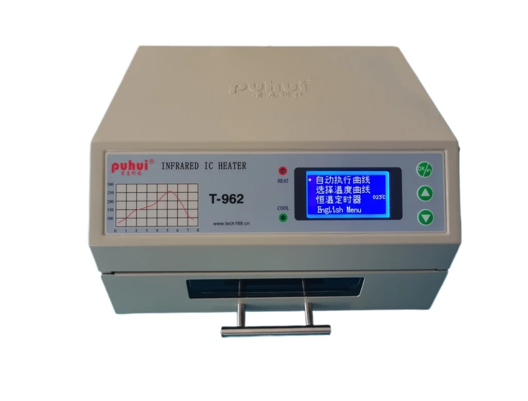 PUHUI T-962 Riscaldatore IC a infrarossi con canale di fumo Saldatrice a riflusso a infrarossi da tavolo BGA SMD SMT Stazione di saldatura di rilavorazione