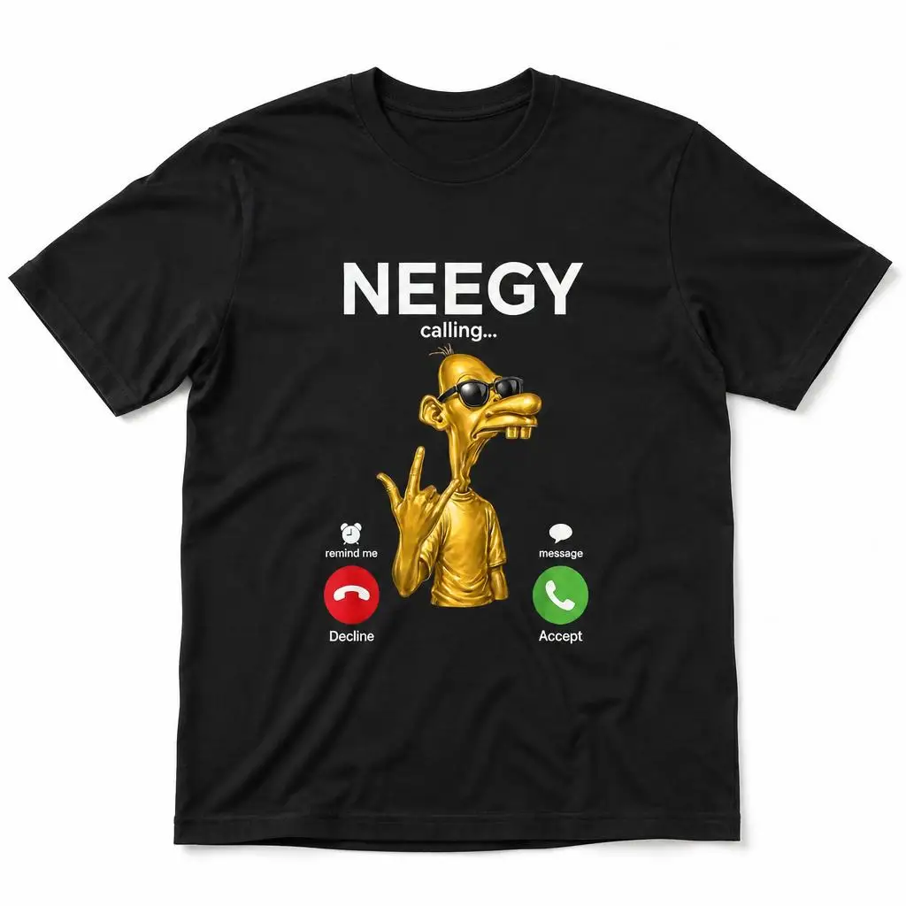 Neegy Calling Funny Viral Meme Gold Brainrot Meme T Shirts Casual Tees Short Sleeve Round Collar T-Shirt Pure Cotton Tops