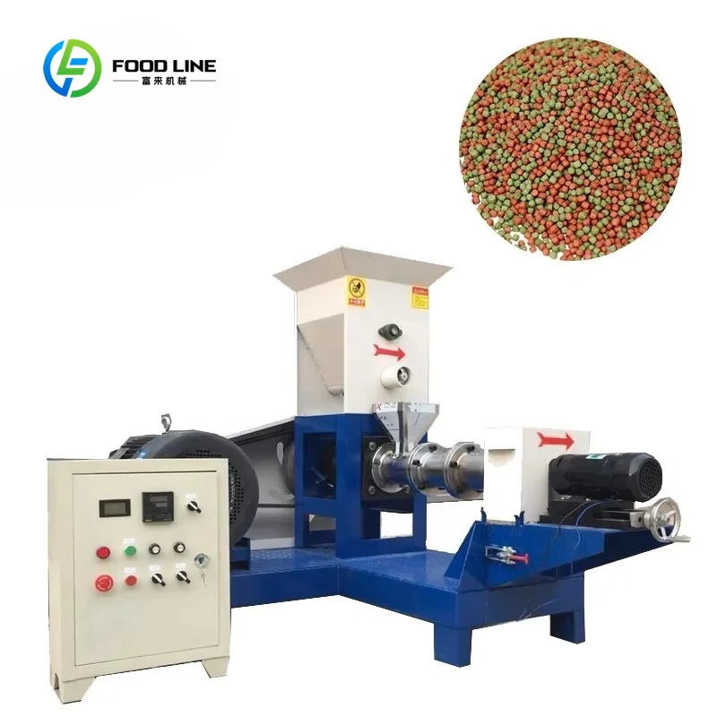 Customized Fully Automatic Floating Fish Feed Pellet Machine Single Screw Feed Extruder Pet Food Extrusion Production Line