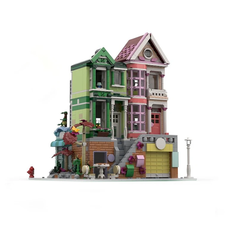2280PCS MOC Città Angolo Appartamenti e Negozio - Modifica del Set 42670 Casa Modello di Strada Costruzione di Mattoni Impilabili Creativi