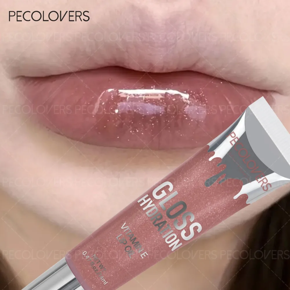 Glitter Sexy Red Moisturizing Jelly Lip Oil Brighten Long Lasting Non-Sticky Lip Glaze Gift for Women Valentine's Day